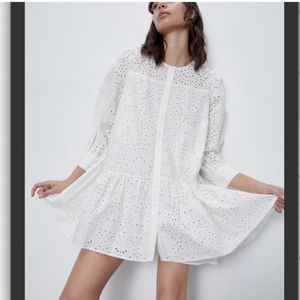 Zara Openwork Embroidered Eyelet Dress